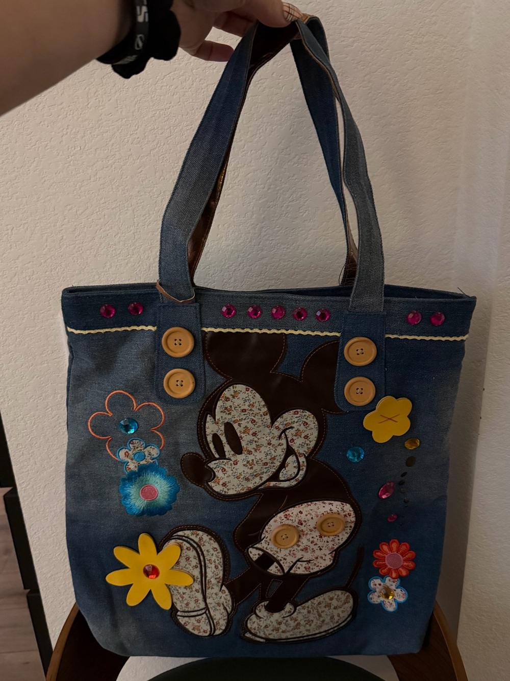 Rare Disney Mickey Mouse Denim Tote